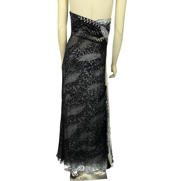 TERANI sweetheart strapless silk gown formal beads & jewels size 8 - Picture 9 of 15